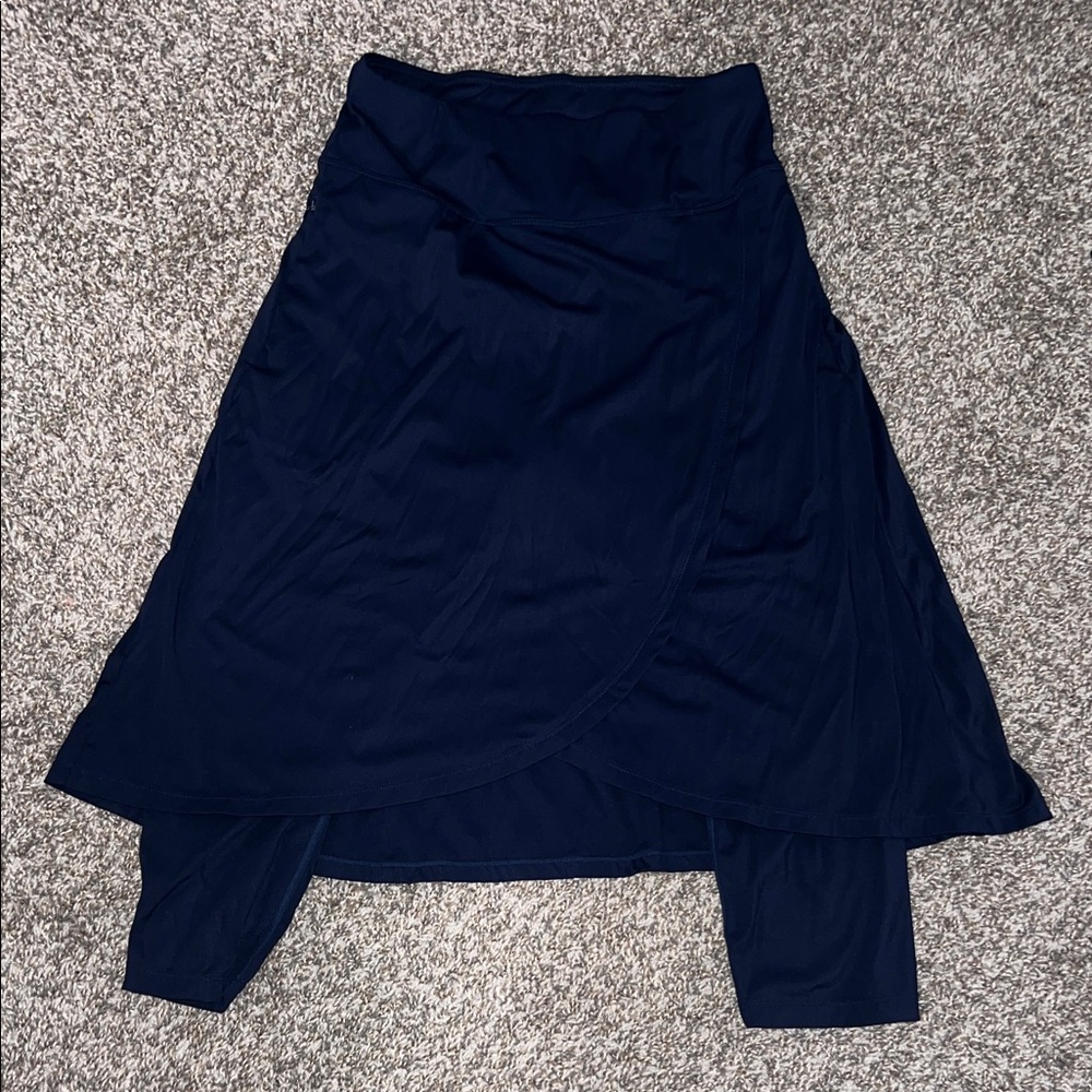 Navy Midi Wrap Skirt — Women's Comfortable Everyday Skirt